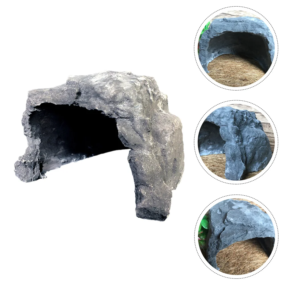 

Cave Reptile Hiding Tank Aquarium Habitat Decor Hideout Turtle Ornament Betta Pet Shelter Flocking Hideaway Shrimp Decorations