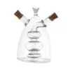 Oil and Vinegar Glass Bottle Clear Kitchen Cooking Container for Kitchen Double Pourer Spout Stoppers 2 in 1 for Kitchen Cooking 3