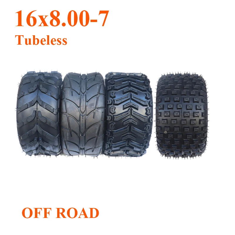 

16x8.00-7 Vacuum Tyre 16 inch Tubeless for Beach Car 16X8-7 ATV Go-kart Wear-resistant Road Four-wheel ATV