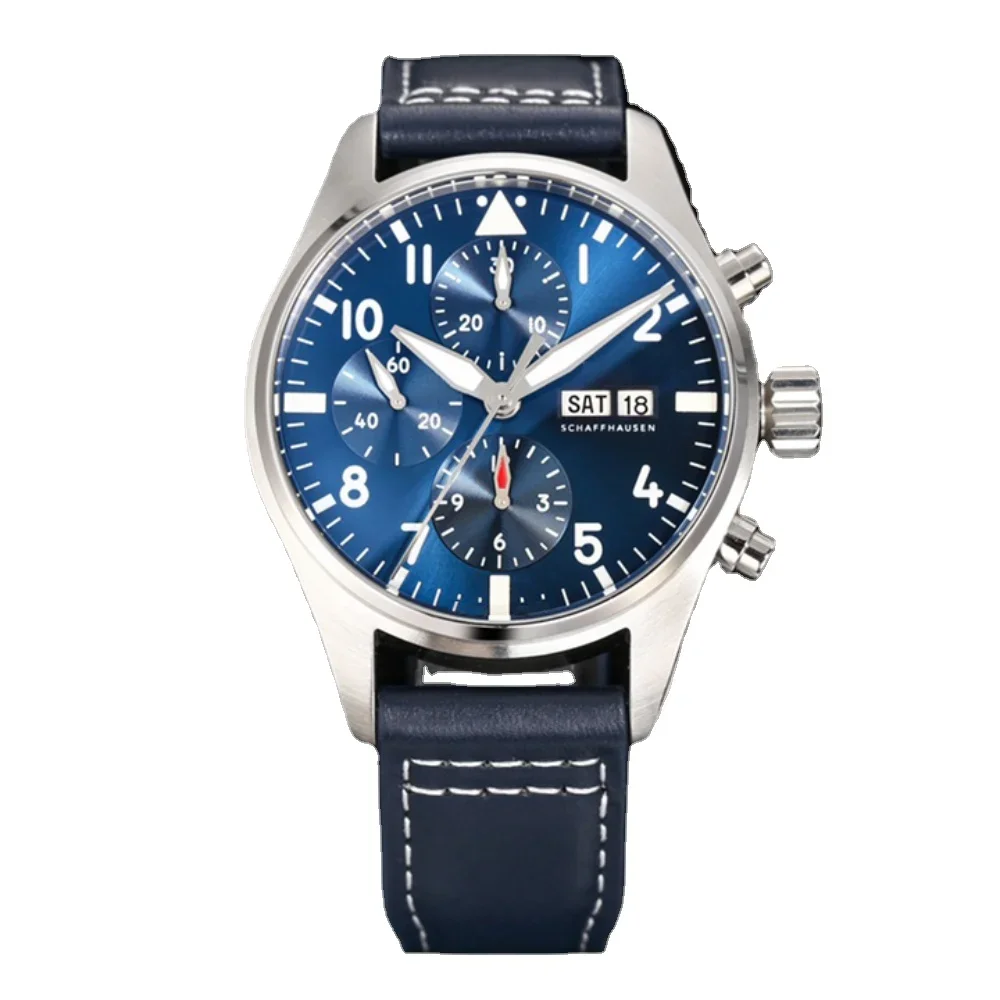 

Luxury Brand Watches Men Mechanical Automatic Pilots Red Blue Green Leather Stainless Steel