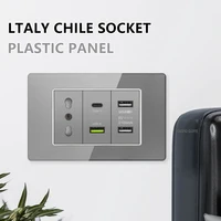Grey Italy Chile USB Type C Smart Fast Charging Wall Socket Plugs Tempered Glass Schuko Light Switch Panel TV Sat Computer CAT6 - Image 6