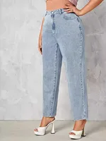 3xl Plus Size Women Clothing Spring Summer Blue Denim Overalls with Pockets Light Washed Casual Jeans Pants Ankle Length Pants - Image 4