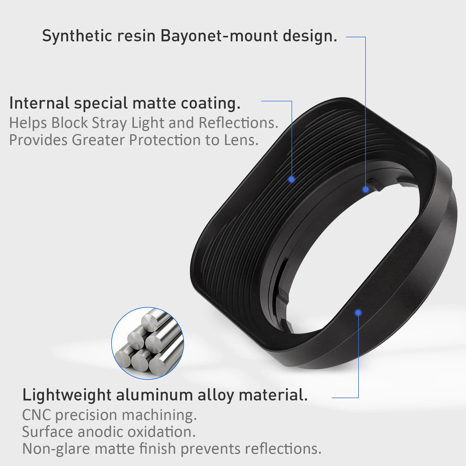 Haoge LH-OM45 Square Metal Lens Hood Shade
