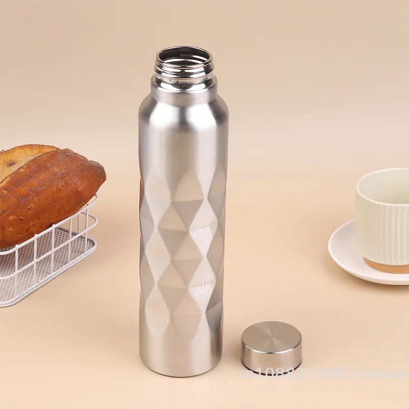 [ZYAS]1000ML 대용량 싱글월 스테인리스 스틸 물병, 누수 방지 스포츠 플라스크 (피트니스, 헬스장, 캠핑용)