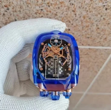 بوجاتي جاكوب-ساعة ميكانيكية للرجال ، ساعة شفافة مقاومة للماء بمحرك ستة عشر أسطوانة ، هدية مع توربيون ، الأحدث