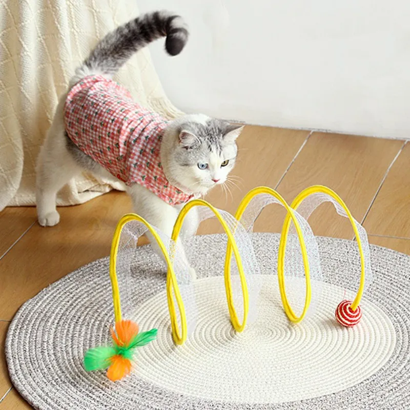 Tunnel Gioco Per Gatti Pieghevole - Giocattolo Interattivo Con Palline, 35x45x30 Cm