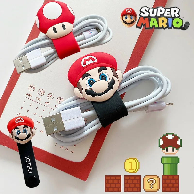 Super Mario Bros Fascette Per Cavi Usb Cavi Dati Organizer Cavo Di Alimentazione Organizzazione Chiusura Clip Per Auricolari Cavo Di Ricarica Cinghie 