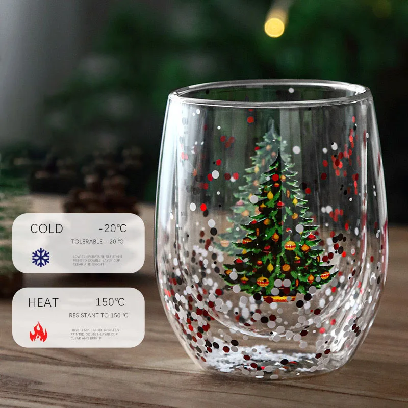 2/4pcs Double Wall Glass Cup Set High Borosilicate Glass Mug Heat Resistant Tea Milk Coffee Cup Drinkware Christmas Gift