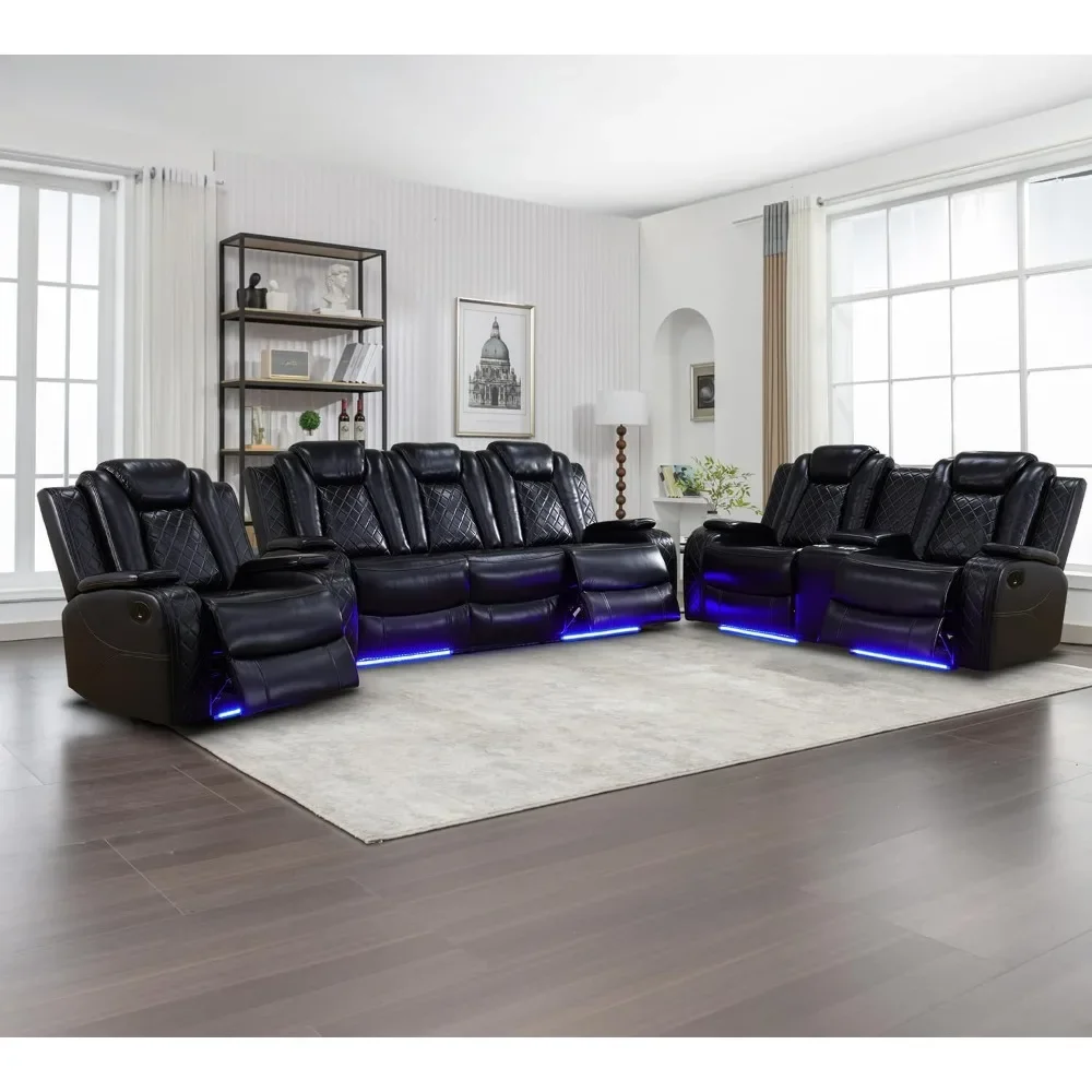 Leather Recliner Sofa Set 1