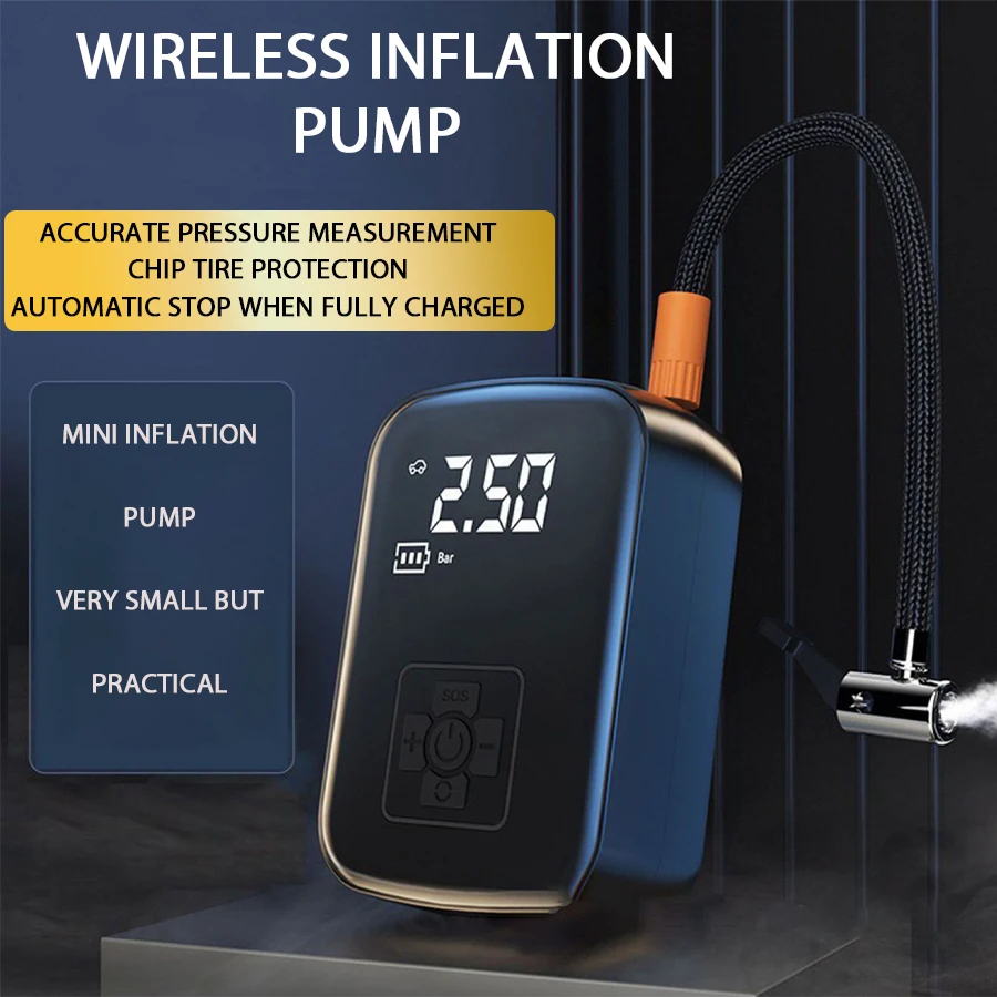 Air Pump 1PC Car Mounted Wireless Digital Display Inflation Pump Portable Wireless for Electric Cars