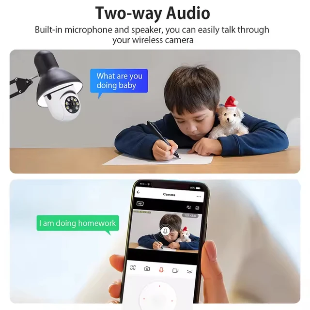 4G WiFi IP Camera E27 Bulb Cam 3MP Wireless Baby Monitor AI Tracking Security Video Surveillance Pet Cam SmartLife Indoor 3