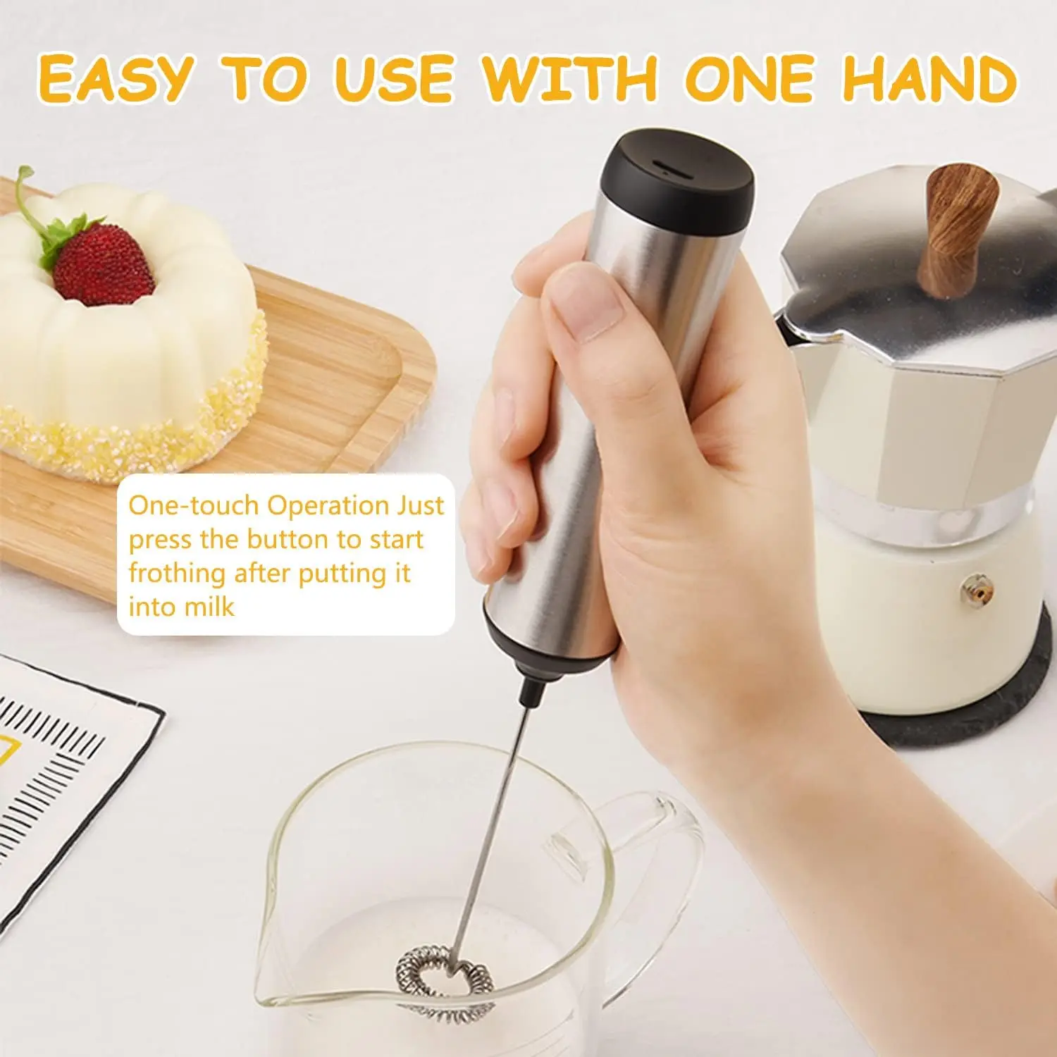 Type C Electric Milk Frother Foam Maker Rechargeable Handheld Whisk Foamer High Speeds Blender Coffee Cappuccino Frothing Wand
