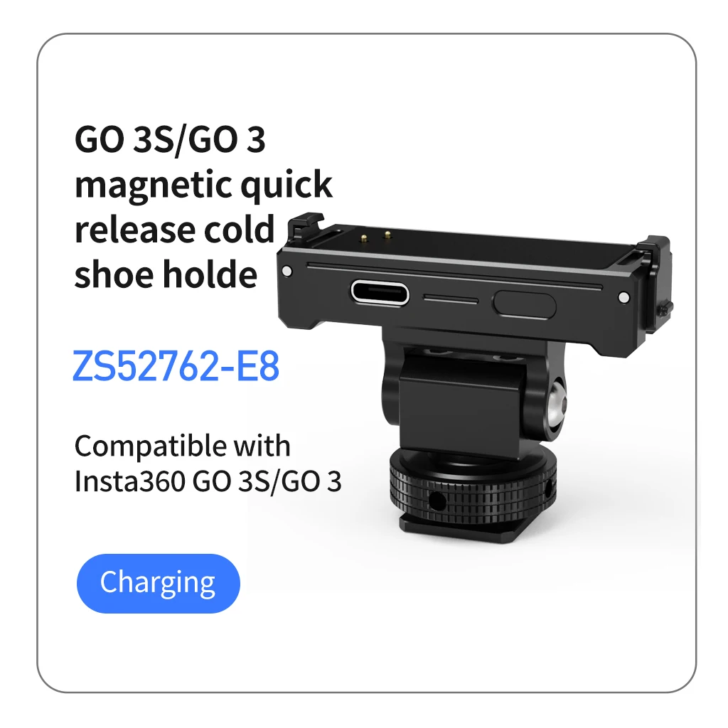 Supporto adattatore magnetico a sgancio rapido compatibile con Insta360 GO3 Sport Camera Supporto adattatore pieghevole Supporto adattatore 1/4 vite e adattatore di conversione interfaccia