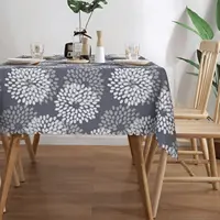 Nappe Moderne Blanche et Grise à Motif Floral Abstrait Sans Soudure pour la Maison, la Cuisine, les Dîners, les Fêtes et la Décoration de Fêtes 4