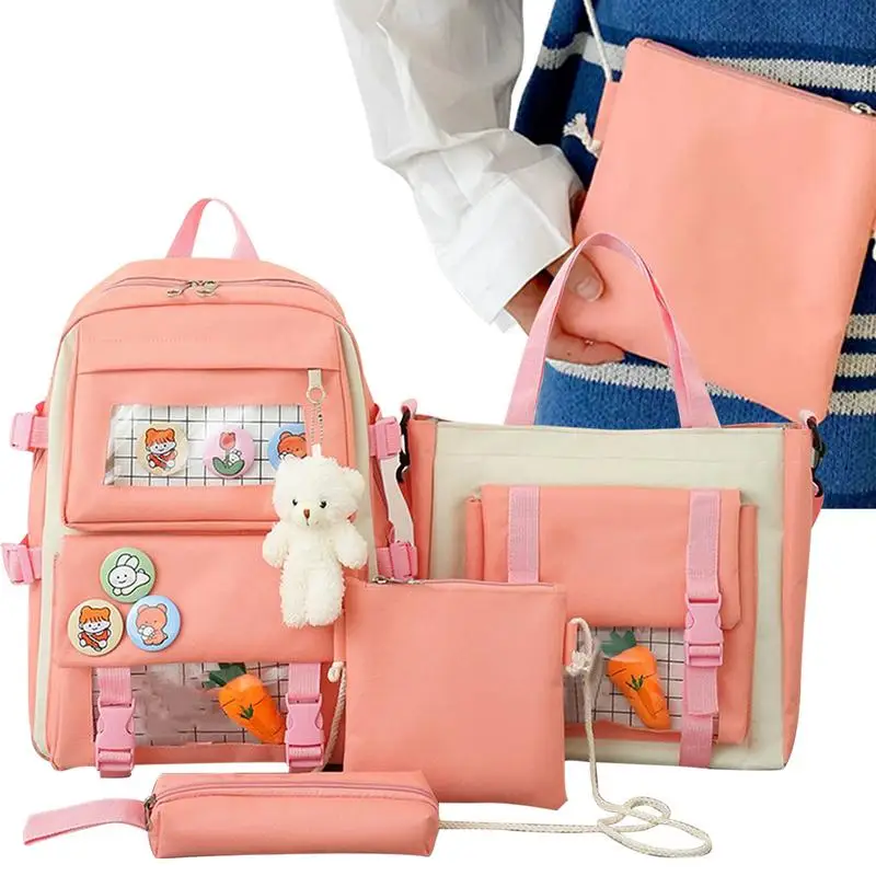 

Милые школьные рюкзаки Kawaii, сумка на плечо с рюкзаком, сумка на плечо и ручка, стартовый набор 17, вместительный рюкзак Kawaii