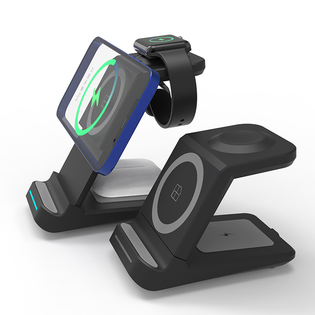3 in 1 Magnetic Wireless Charger for iPhone 13 12 11 Pro XS Qi Fast Charging Dock Station For Apple Watch 7 6 5 AirPods Pro