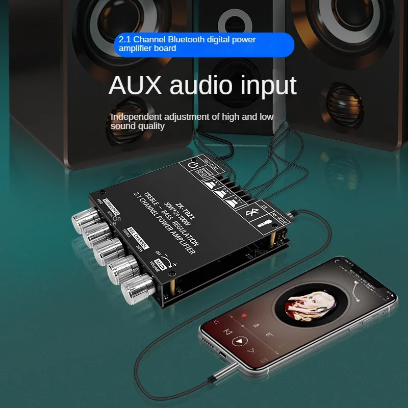 Sound Amplifier ZK-TB21 2.1 Channel Bluetooth Digital Power Amplifier Module