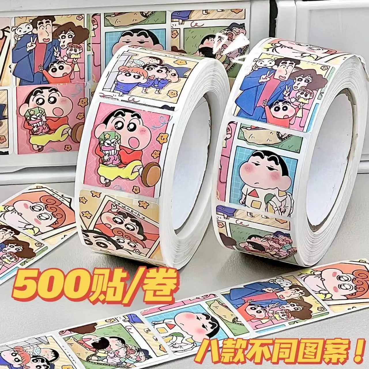 Ролик наклеек Crayon Shin-chan 500, креативные декоративные Мультяшные наклейки для руководства, рулон для запечатывания карт, детские подарки