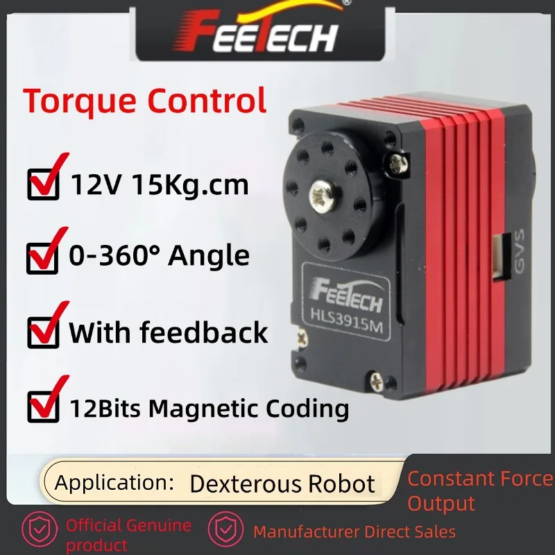Servomotore Robotico Destro con Controllo di Coppia 15Kg.cm, Completamente in Metallo, Doppio Albero, TTL, per Robot Feetch e RRM Grip HL3915M - immagine 3