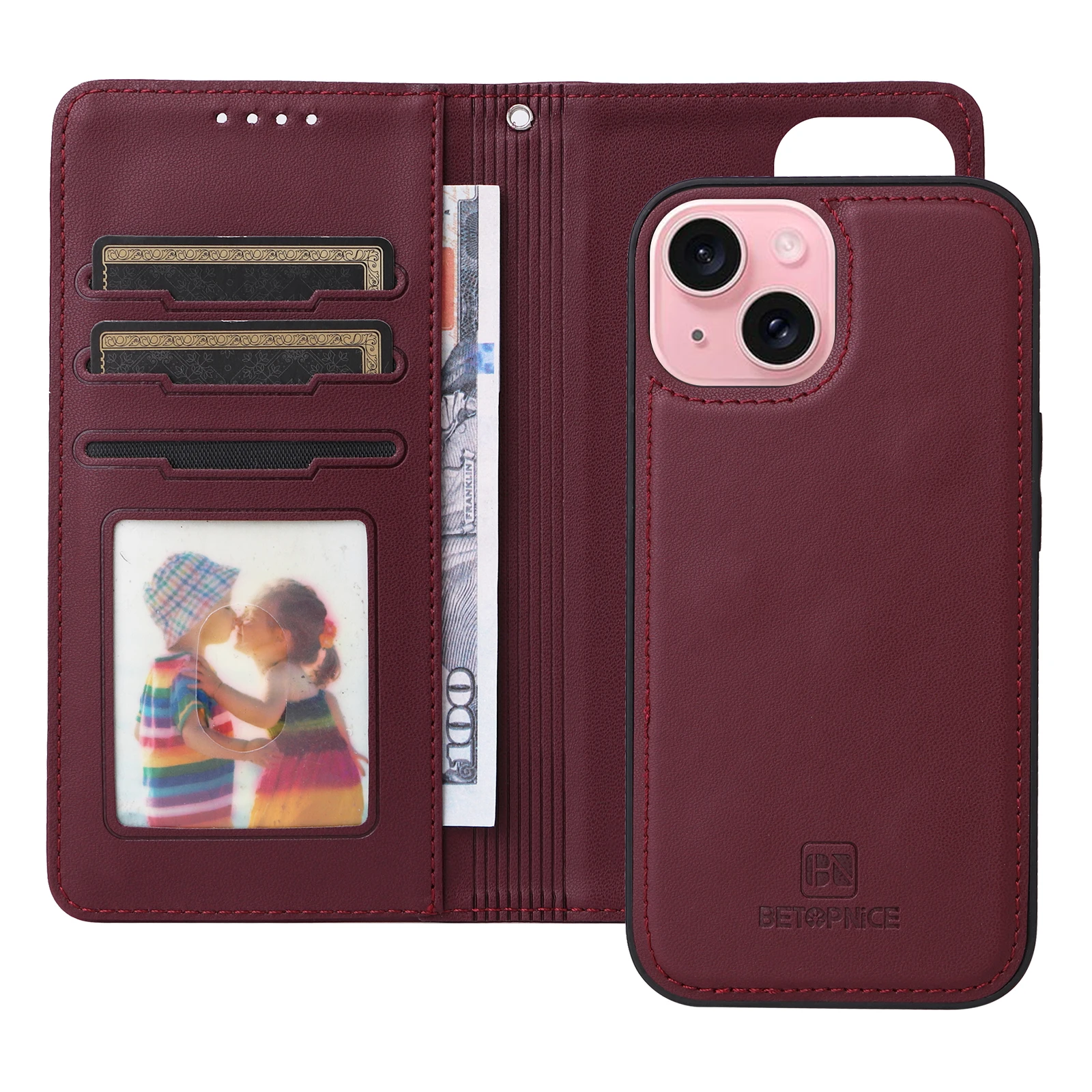 Versatile 2-in-1 Detachable Leather Wallet Case with Magnetic Book Stand Cover