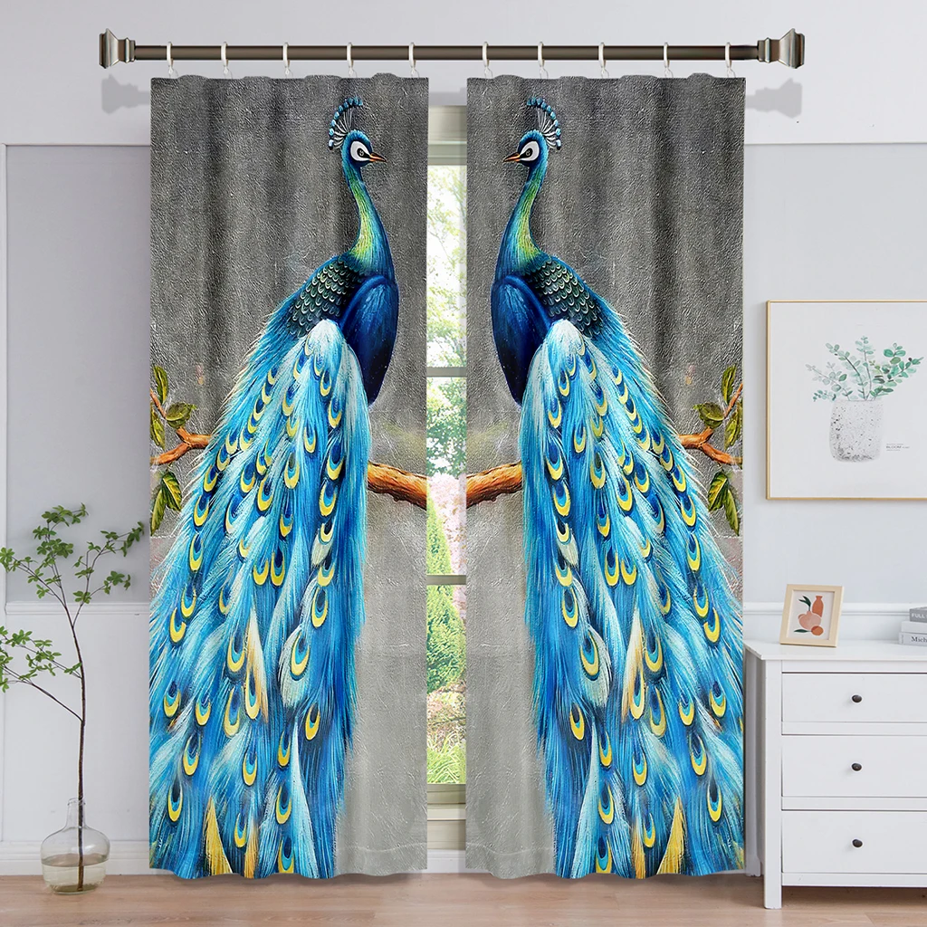 Peacock Living Room Curtain | Peacock Design Window Curtain | Peacock ...