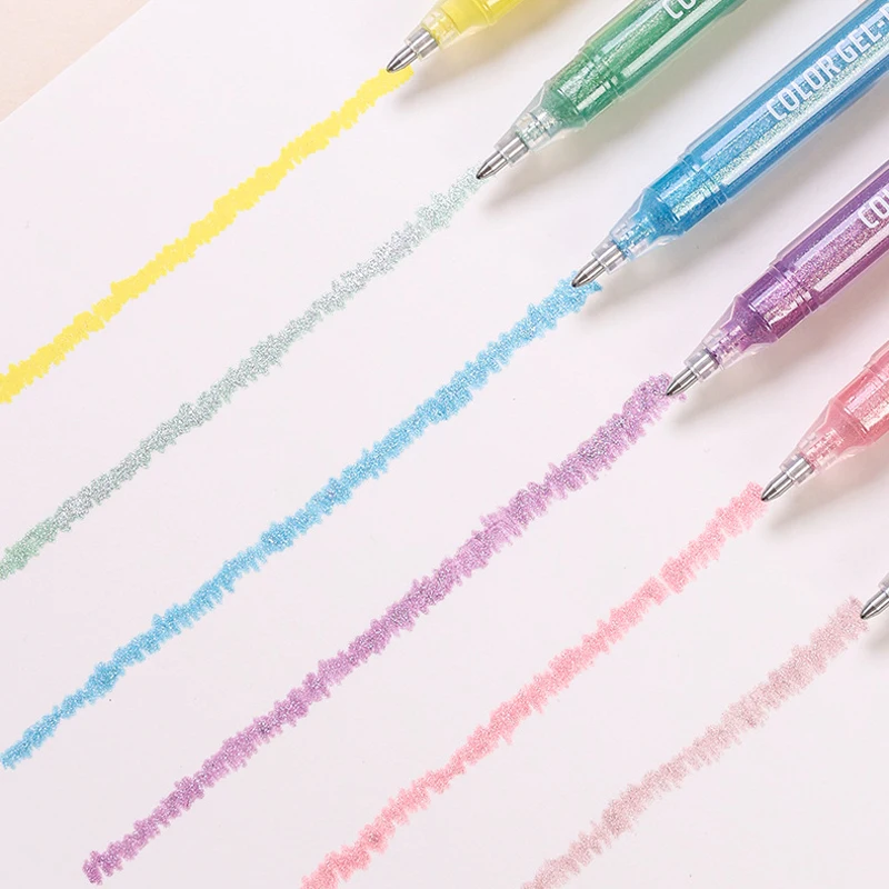 24 Colors Glittering Journaling Gel Pen Aesthetic Layering Colored Highlighter Markers for Note Taking Drawing Art Stationery
