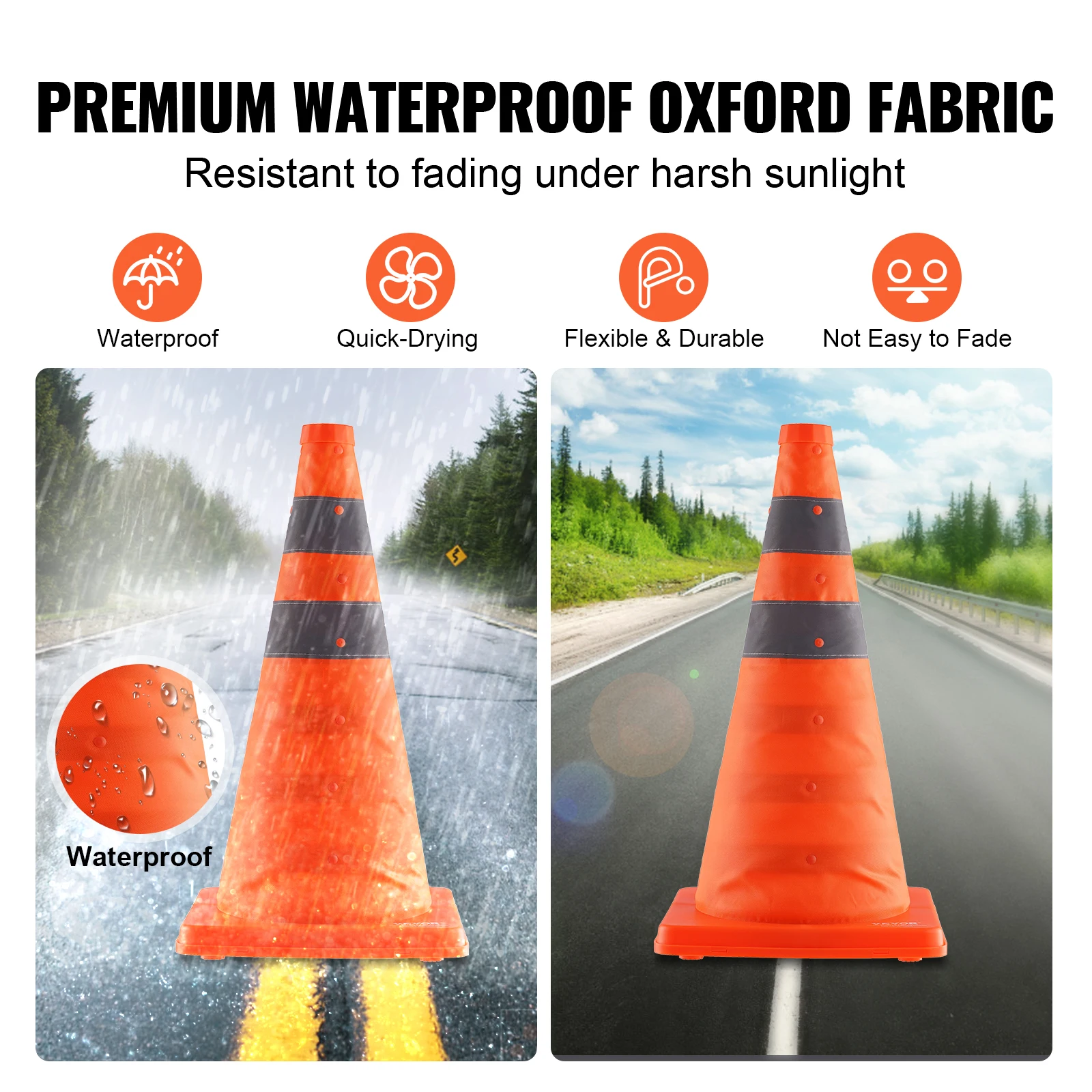 SucceBuy Safety Cones 2/4Pack 18/28inch Collapsible Traffic Construction Cones Traffic Control Driving Training Parking Lots