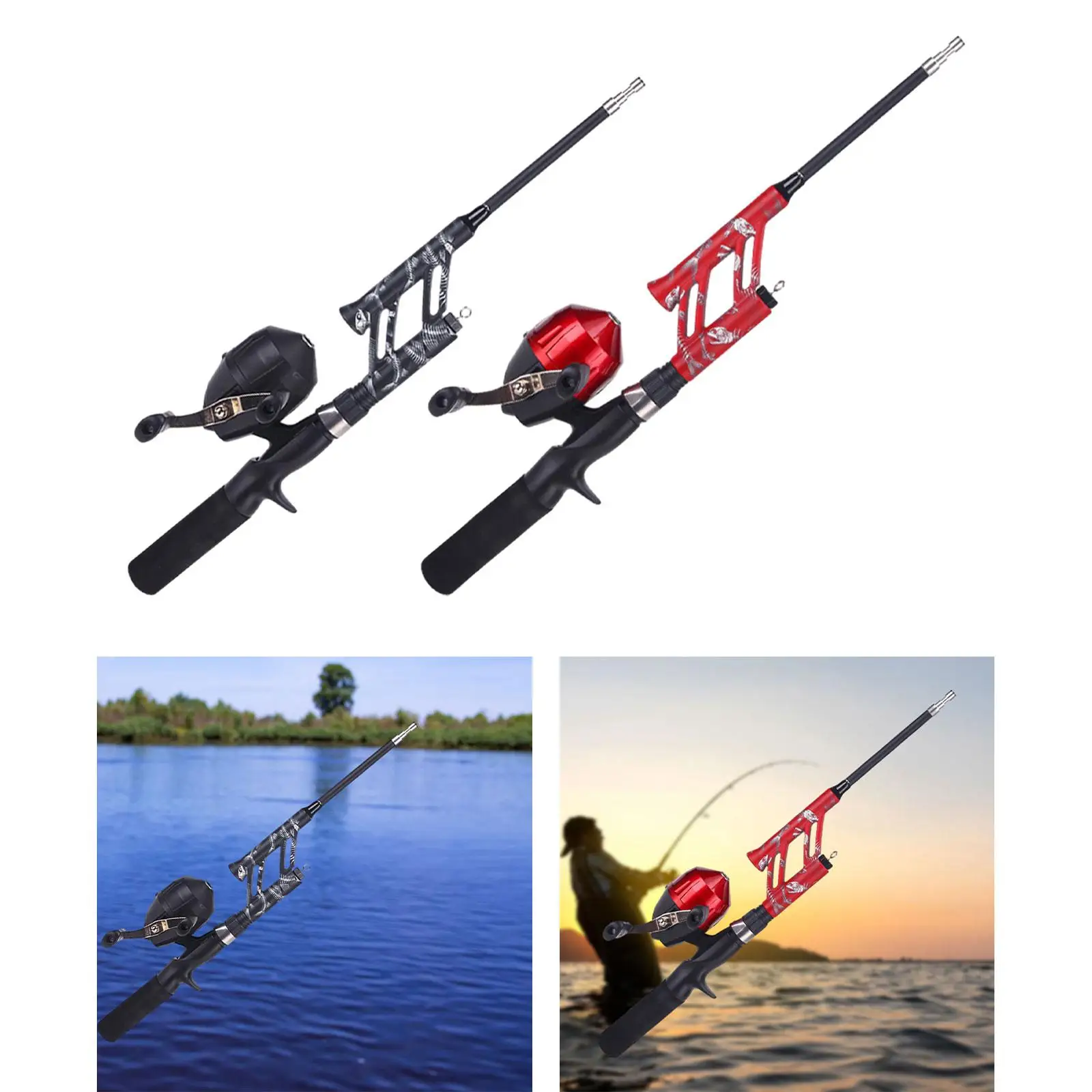 Fishing Rod and Reel Portable Ultralight Carbon Fiber Pole with EVA Handle
