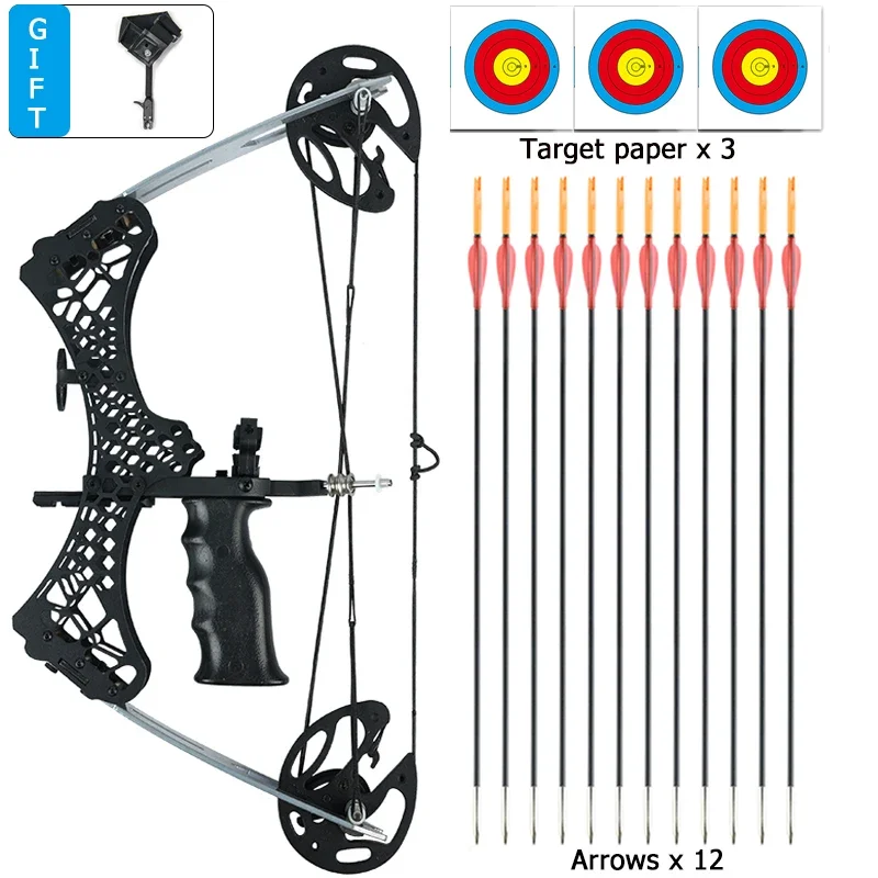 

Pulley Compound Bow 40-60Lbs Fishing Bow and Arrow Accessories Archery Composite Bow Beginner Shooting Training Non Curved Bow