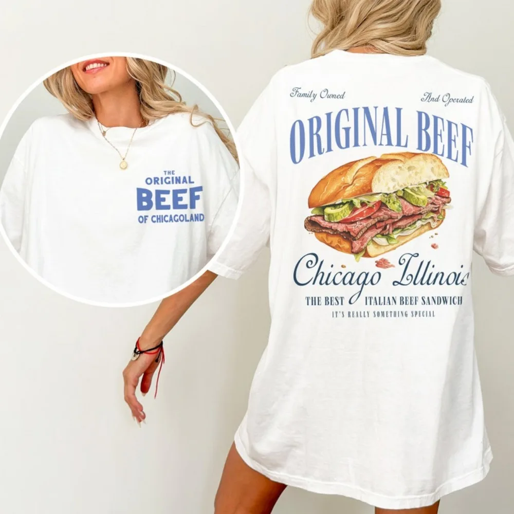 

The Bear TV Show Shirt Jeremey Allen White Retro Graphic T-Shirt Vintage Original Beef of Chicagoland Restaurant Sandwich Tee