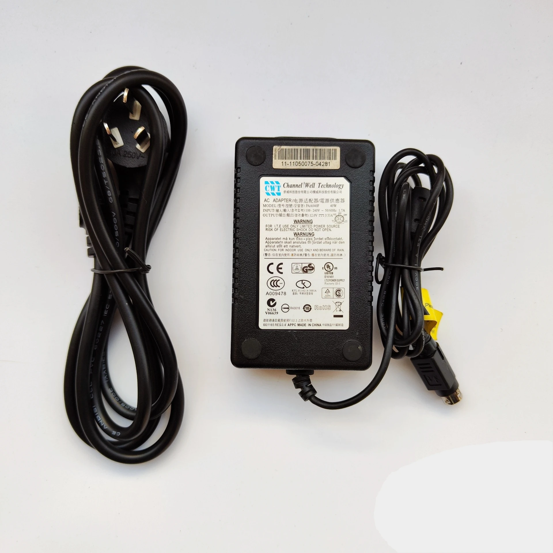 Accessory USA 4-Pin DIN AC DC Adapter For CWT Channel Well Technology KPL-060F - 4 Prong Power Cord
