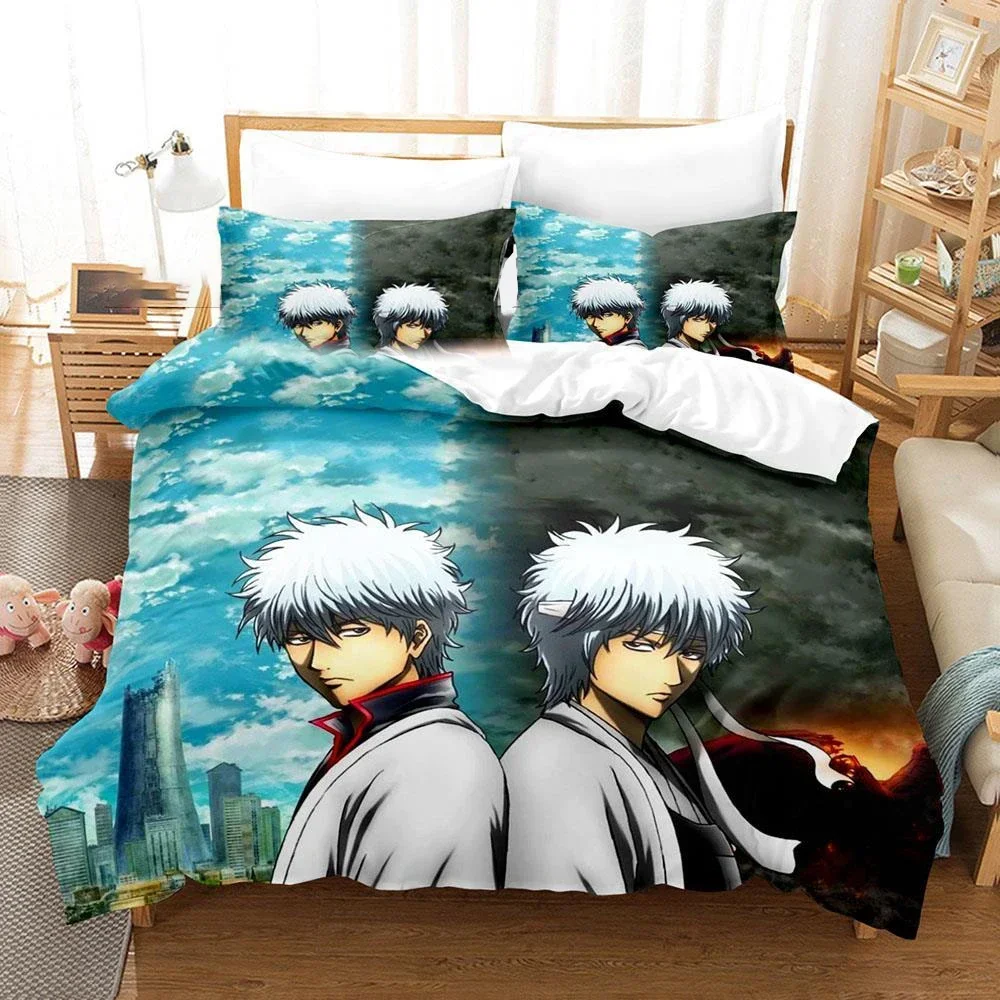 3D Printed Gintama Bedding Set Anime Gintoki Sakata Duvet Cover Double Twin Full Queen King Adult Kids Bedclothes Quilt Cover 6
