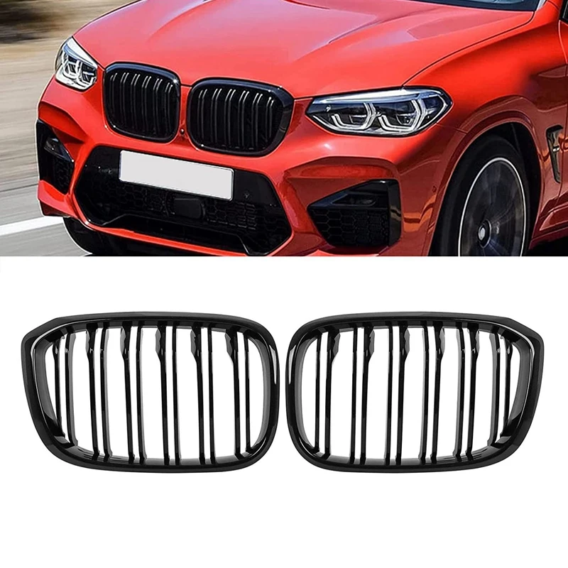 

Front Grills Grille Glossy Black Kidney Grill For -BMW X3 X4 G01 G02 G08 2018-2021 (Dual Slat)