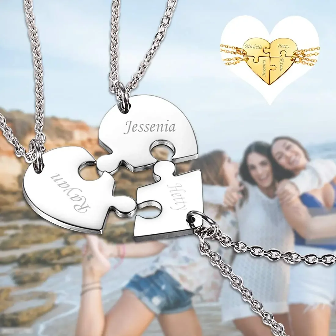 Meilleure Amie Cadeau D'anniversaire Fille Collier D'amitie Pour 2 Best  Friend Collier Coeur Femme Enfant 2 Pcs