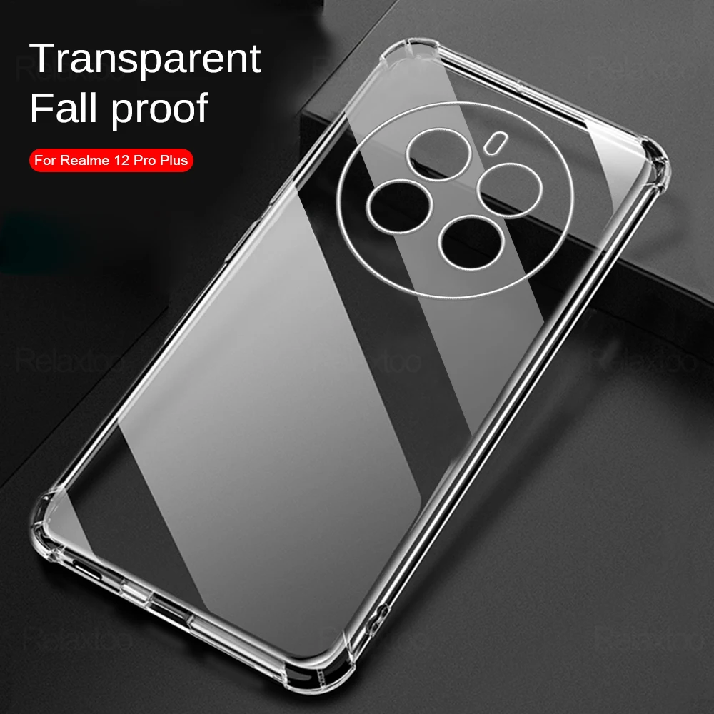 Realmi 12 Pro+ 5G Case Transparent TPU Soft Shell For Realme 12 Pro Plus ProPlus 5G Airbags Anti-Fall Cover Capa Realme12pro+ 5G