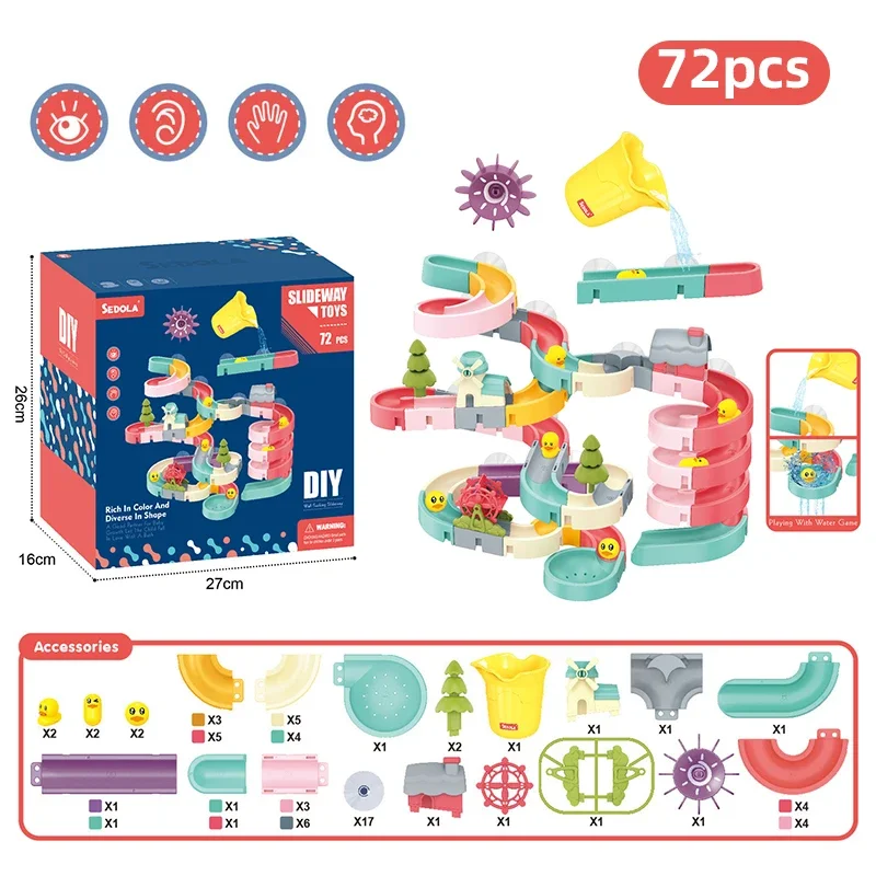 Bathroom Slide Music Set Children's Bathing Slide Paradise Water Playing Turn Music Baby DIY Wall Track Toys