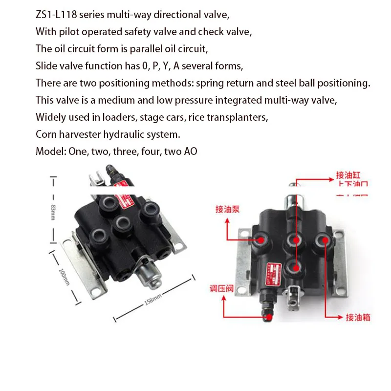 ZS1-L118 Series Multiway Valve Manual Hydraulic Multiway Valve Distributor