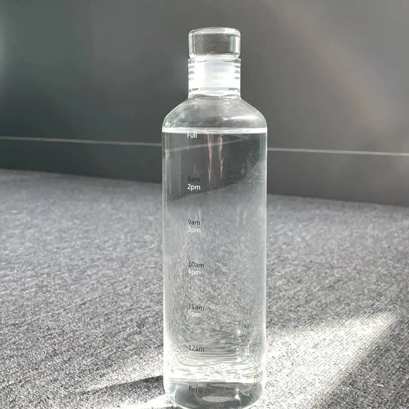 Water Bottle Sports Water Bottle Sports Bottle Plastic Water Bottle PC Plastic Water Bottle with Time Marker Creative Large Capacity Leakproof Drop-resistant