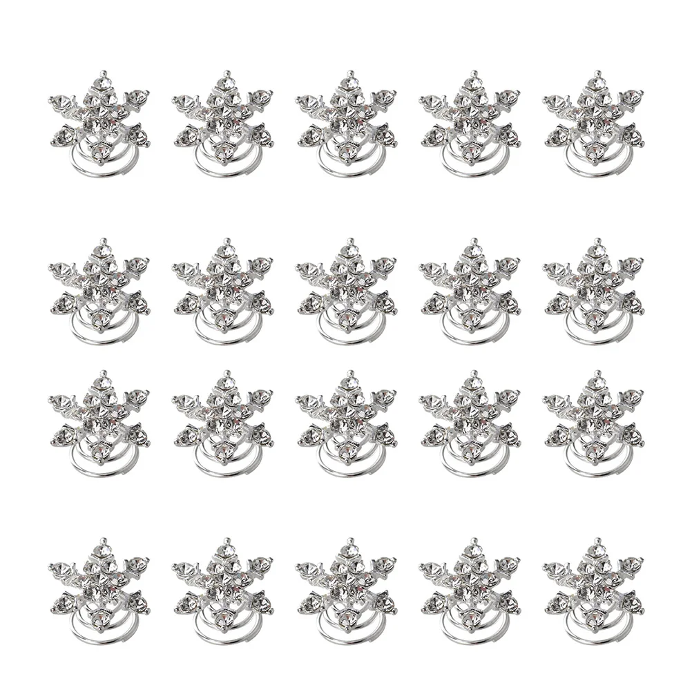 

20 Pcs Snowflake Spiral Hair Clip Bridal Swirl Coils Roller Clips Popularity Pin Alloy Spirals Twists Bride Girl