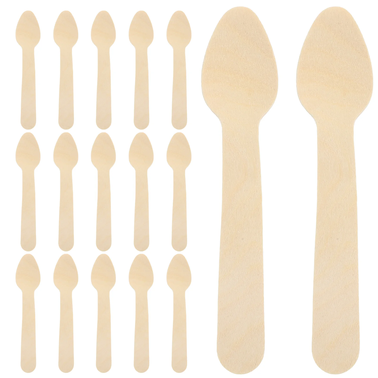 100 Pcs Cake Dessert Wooden Spoon Stirring Spoons Yogurt Ice Cream Mixing Disposable
