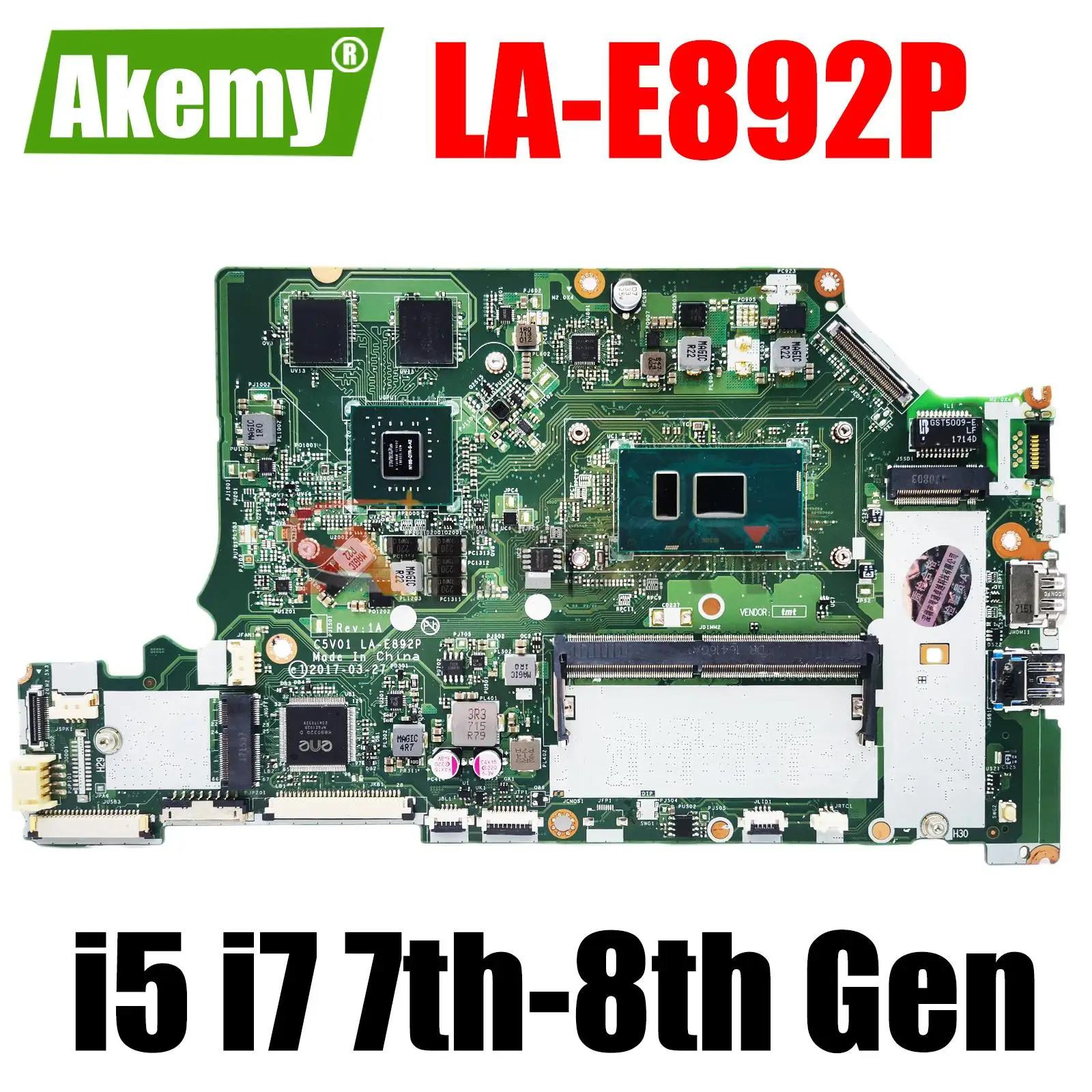 

C5V01 LA-E892P Motherboard.For ACER A515-51G A615-51G Notebook With I3/I5/I7 CPU 7th 8th gen 4GB RAM GPU/GTX940/ MX130