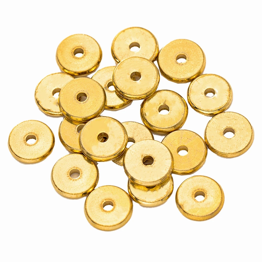 50 قطعة لا تتلاشى القرص النحاس Rondelle خزر عازل مطلية بالذهب شقة مستديرة مجوهرات معدنية ل سوار ذاتي الصنع قلادة صنع المجوهرات