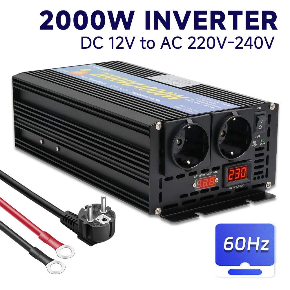 Description Picture 4 of item2000W/4000W Uninterruptible Power Supply Pure Sine Wave Power Inverter Charger & UPS DC 12V/24V to AC 220V 230V Universal socket