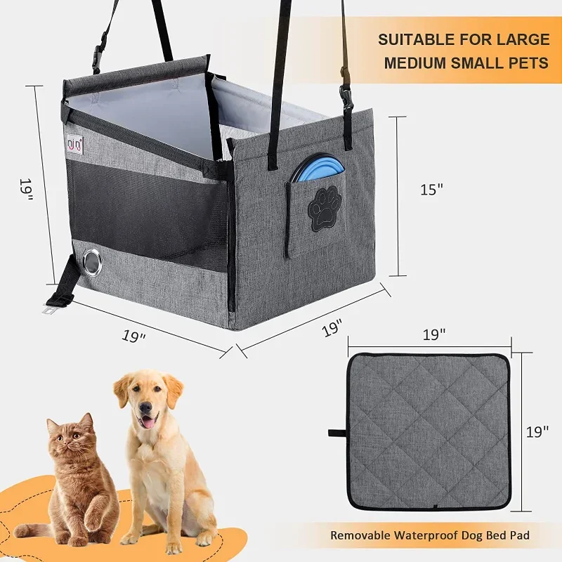 Car Seat Estável Portadores para Animais de Estimação, Acessórios para Cães, Seguro, Portátil, Filhote de Cachorro Cestas, Protetor De Malha, Impermeável, Ao Ar Livre, Suprimentos