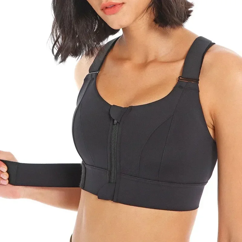 

High Strength Tierra Sports Bra Adjustable Front Zipper Sports Bra Shockproof Underwire Vest Yoga Cross Back Lingerie for Women