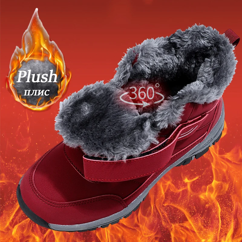 Boots Men's Women Slip On Winter Shoes For Men Waterproof Ankle Boots Winter Male Snow Botines Black Botas Femininas winter snow boots,men boots,women hiking boots