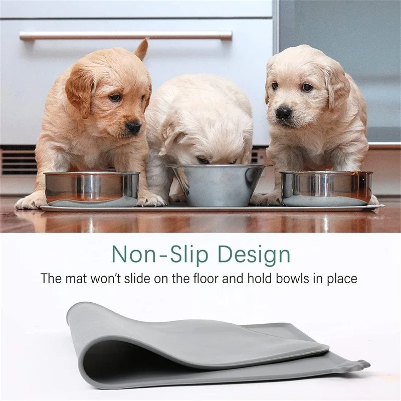 New Waterproof Pet Mat For Dog Cat Solid Color Silicone Pet Food Pad Bowl Drinking Mat Dog Feeding Placemat Easy Washing