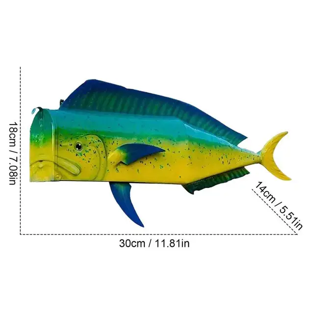 Fish Postabox Creative Vicces Vivid Design Garden Metal Postox Újrafelhasználható Színes Grafik Postafiók Kültéri Parkokhoz - Image 6