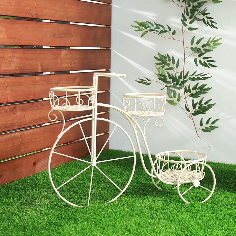 Modern Flower Pot Cart Holder Tricycle Plant Stand Ideal for Home Garden Decor Plant Holder