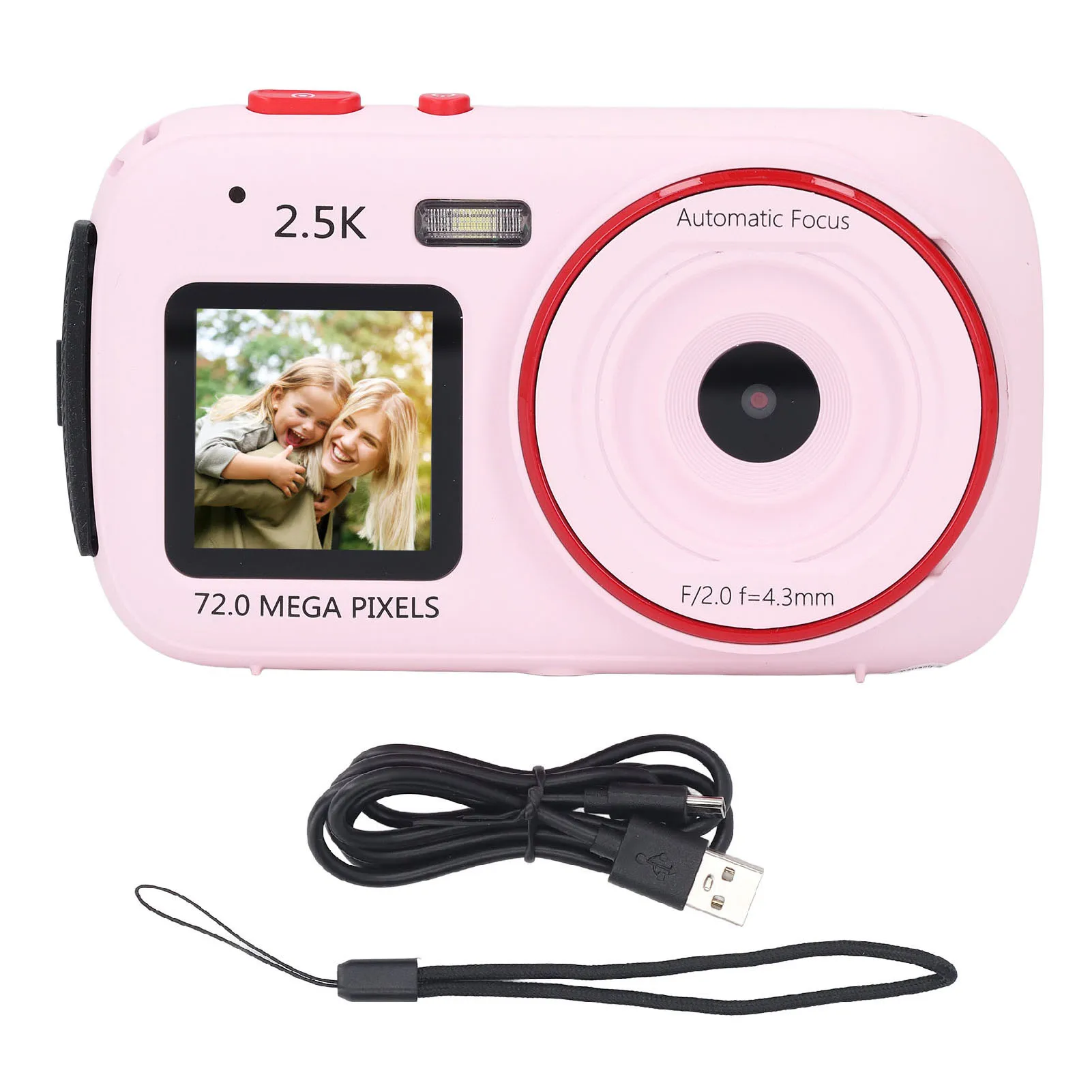 Digital Camera with Anti-Shake, Light Sensitivity, and Autofocus - 72MP, 2.5K Resolution, 16X Zoom, 750mAh Battery